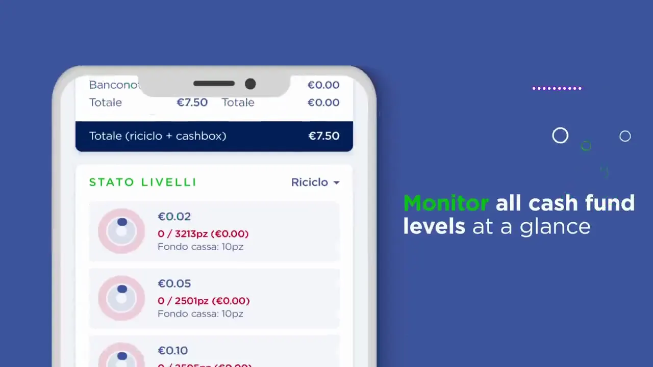 Application MyCashmatic : niveaux de monnaie
